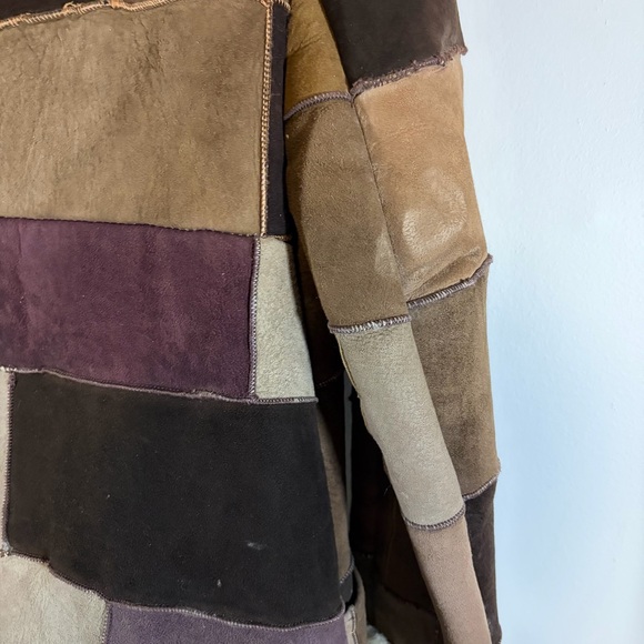 VTG Jukie Inc. House of Suede & Leather patchwork shearling Jacket Size Small - Picture 10 of 12
